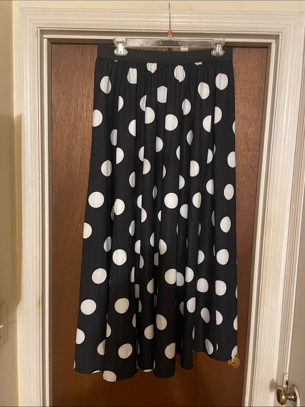 Black and White Polka Dot Midi Skirt